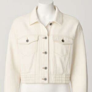 Kensie Jeans Vintage Luxe White Cropped Denim Jacket – Size M